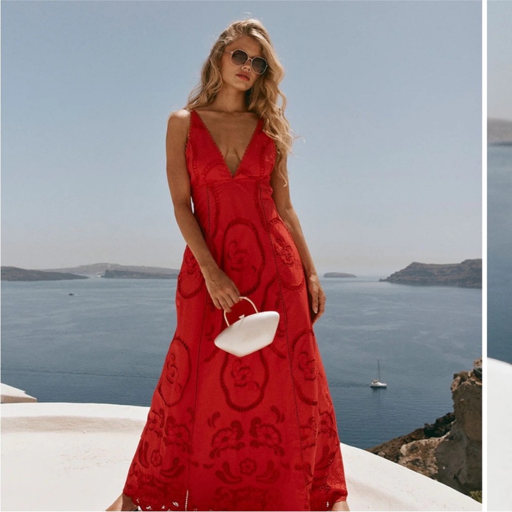 Zaco by Sabo Skirt Red Floral Maxi Dress